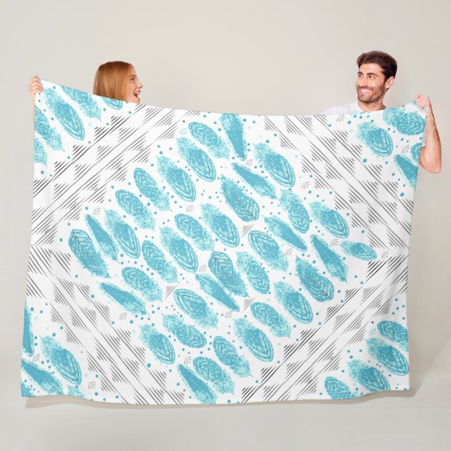 Boys Room Modern Abstrakt Feather Mönster Fleecefilt (På plats)