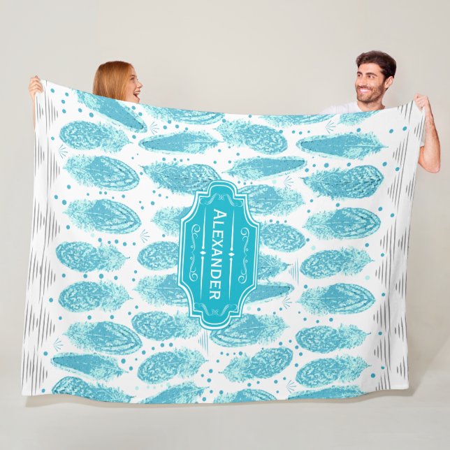 Boys Room Modern Abstrakt Feather Mönster Fleecefilt (På plats)