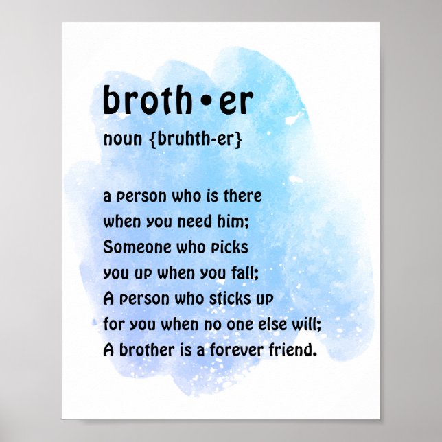 Boys Room Wall Art Brother Definition Poster (Framsidan)