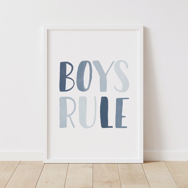 Boys Rule Blue Kids Room Poster (Skapare uppladdad)