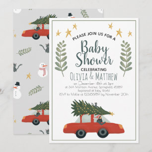 Boys Rustic Cute Julgran Stars Baby Shower Inbjudningar