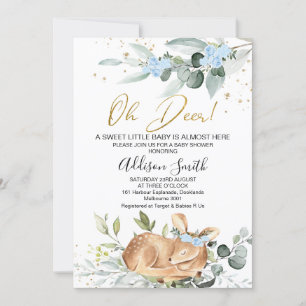 Boys Rustic Grönt Foliage Oh Hjort Baby Shower Inbjudningar
