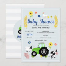 Boys Rustic Land Farm Grönt Tractor Baby Shower