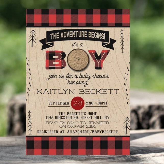 Boys Rustic Play Lumberjack Baby Shower Inbjudningar (Skapare uppladdad)