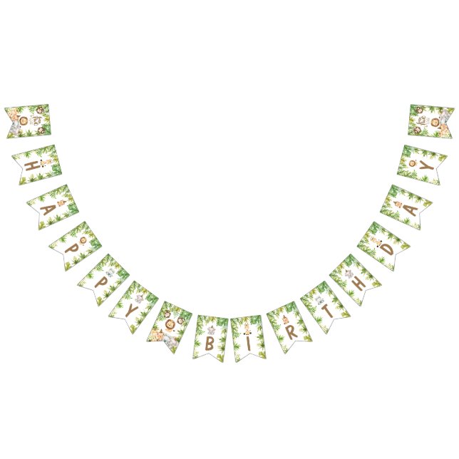 Boys Safari Animals 2 Vilder andra födelsedagen Vimplar (Alla)