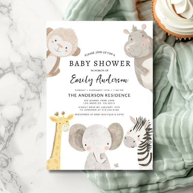 Boys Safari Animals Baby Shower Inbjudningar (Skapare uppladdad)