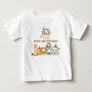 Boys Safari Animals Två Vilder på födelsedagen T Shirt