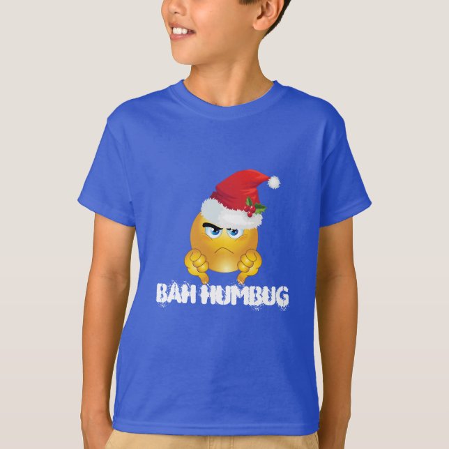 Boy's Santa Emoji Shirt Bah Humbug Tee (Framsida)