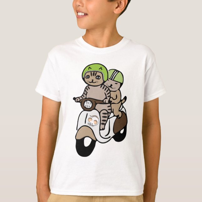BOYS SCOOTER BIKE CAT T-SHIRTS (Framsida)