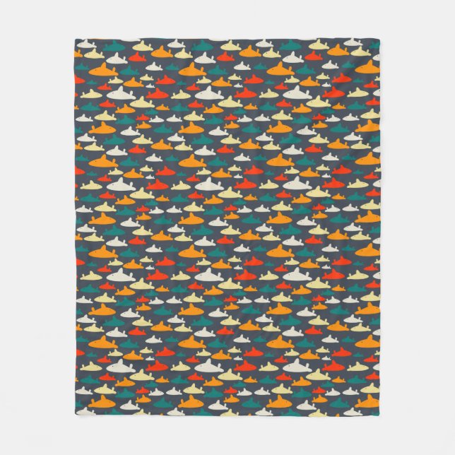 Boys Shark Mönster Fleece Blanket (Framsidan)
