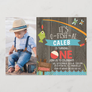 Boys sin O-fish-al Photo First Birthday-inbjudan Inbjudningar