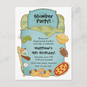Boys Sleeping Bag Birthday Inbjudan
