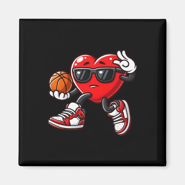 Boys Småbarn Cute Heart spelar basketboll Valenti Magnet (Framsidan)