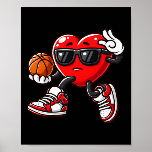 Boys Småbarn Cute Heart spelar basketboll Valenti Poster