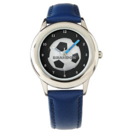 Boys Soccer Ball Black Snyggt Anpassade namnsökare Armbandsur