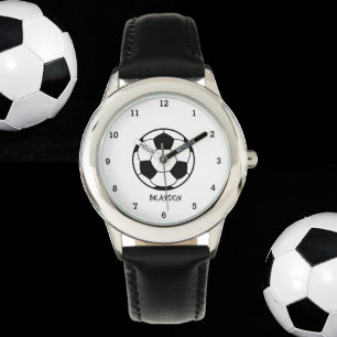 Boys Soccer Ball Black Snyggt Anpassade namnsökare Armbandsur