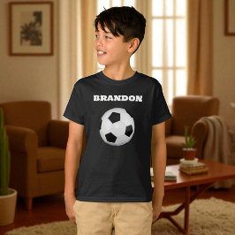 Boys Soccer Ball Black Snyggt Anpassade namnsökare T Shirt