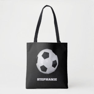 Boys Soccer Ball Black Snyggt Anpassade namnsökare Tygkasse