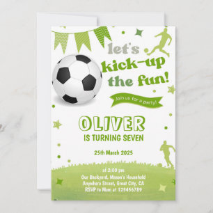 Boys Soccer Birthday Invball Party Inbjudningar