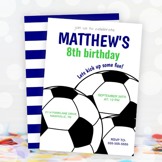 Boys Soccer Birthday Party Invitation Inbjudningar (Boys Soccer Birthday Party Invitation)