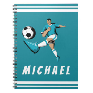 Boys Soccer Player Coola Graphic Illustration Namn Anteckningsbok