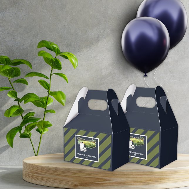 Boys Soccer Sport Barns födelsedag Presentaskar (Green Blue Soccer Birthday Party Favor Box)