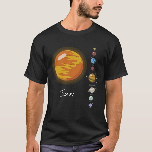 Boys Solar System Planet Rymden Astronauts T Shirt (Framsida)