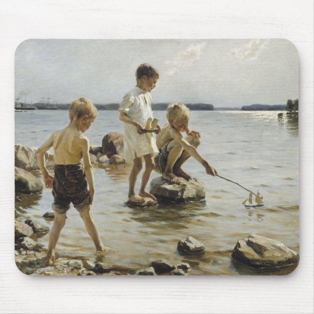 Boys som spelar på Shore (av Albert Edelfilt) Musmatta (Framsidan)