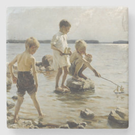 Boys som spelar på Shore (av Albert Edelfilt) Stenunderlägg