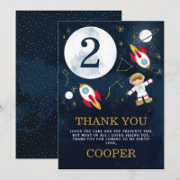 Boys Space Thame Birday Tack you Card