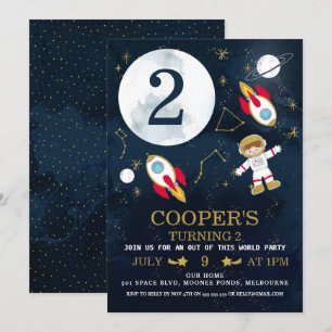 Boys Space Thenzing Birthday-inbjudan Inbjudningar
