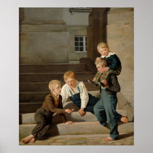 Boys Spelande Dice Front of Christiansborg Poster