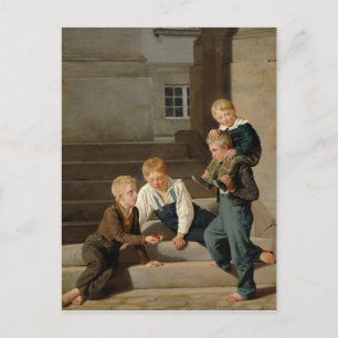Boys Spelande Dice Front of Christiansborg Vykort