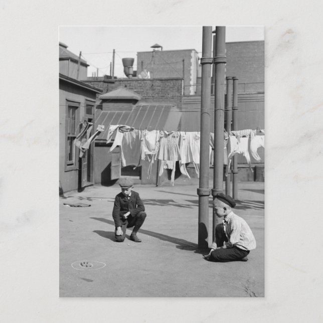 Boys Spelande Marbles, tidigt 1900-talet Vykort (Framsida)