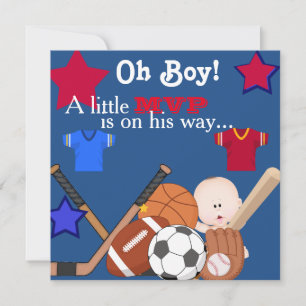 Boys Sports Baby Shower-inbjudan HOCKEY Inbjudningar