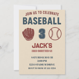 Boys Sports Baseball Cute Birthday Party Inbjudningar