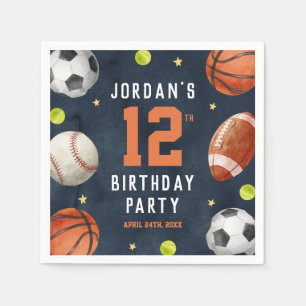 Boys Sports Navy Birthday Pappersservett
