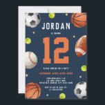 Boys Sports Themme Navy Orange Födelsedagsfest Inbjudningar<br><div class="desc">Mer Roligt Tema Bjuddagens inbjudningar Teman i Little Bayleigh Store!</div>