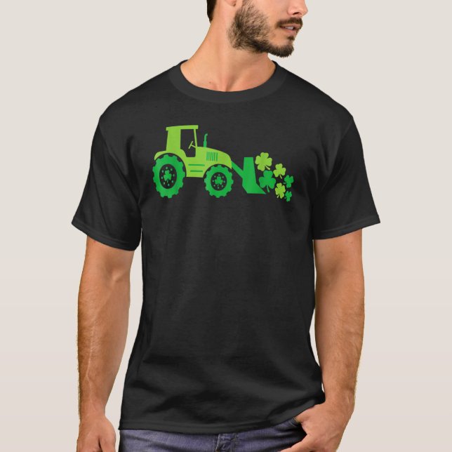 Boys St Patricks Day Crane Truck Construction Todd T Shirt (Framsida)