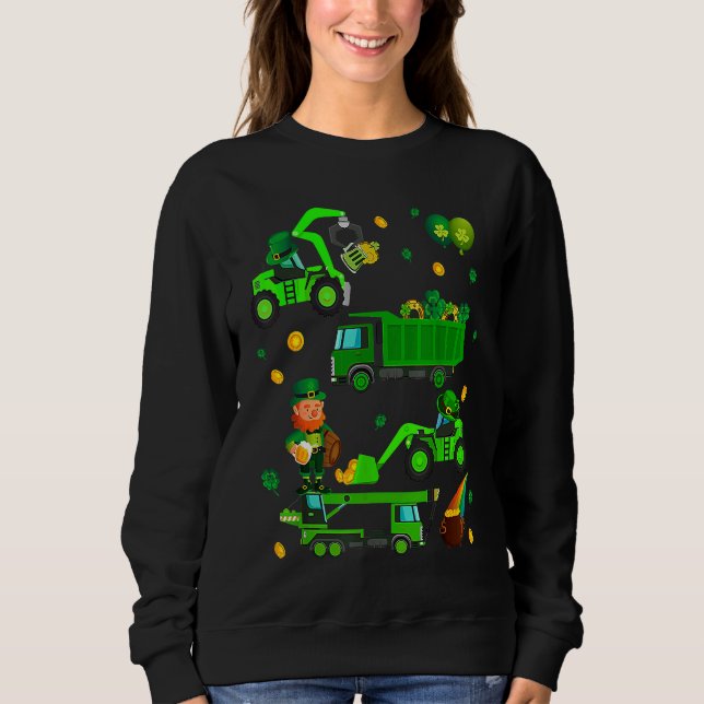 Boys St Patricks Day Crane Truck Construction Todd T Shirt (Framsida)