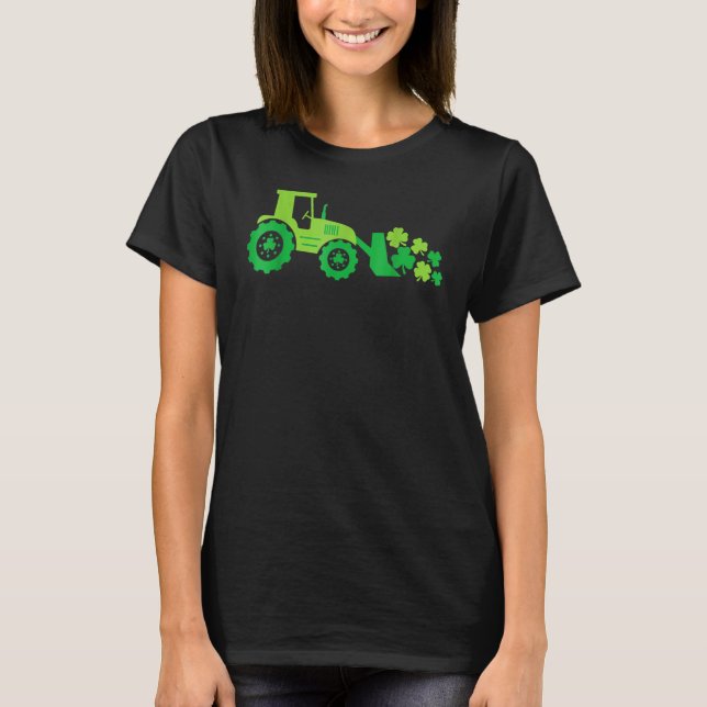 Boys St Patricks Day Crane Truck Construction Todd T Shirt (Framsida)