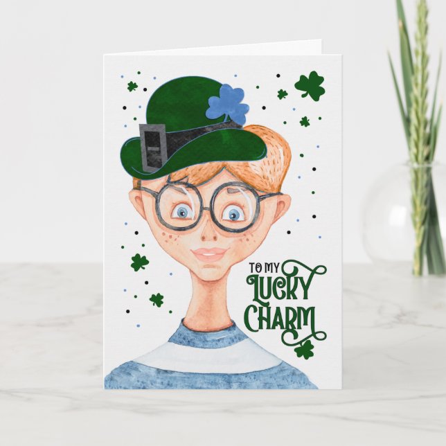 Boys St. Patrick's Day Cute Irish Lad Helgkort (Framsida)