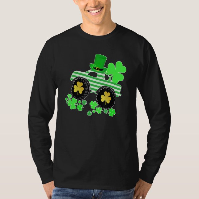 Boys St patricks day Monster Lastbil Leprechaun Sh T Shirt (Framsida)