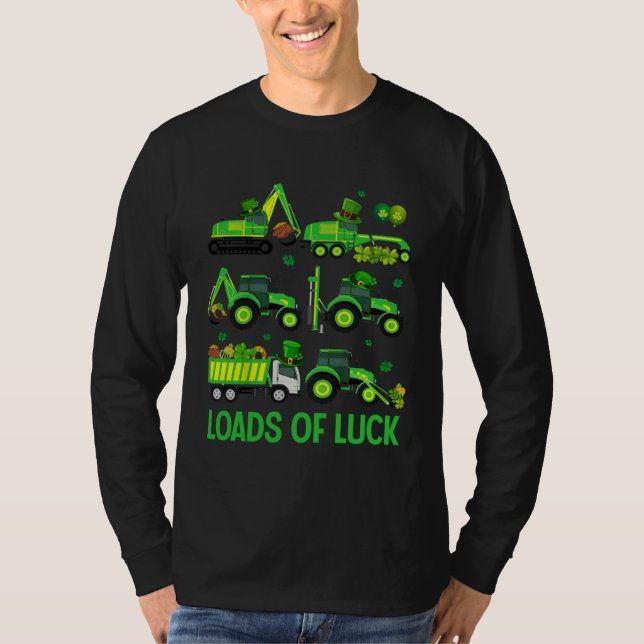 Boys St Patricks Day  Truck Loads Of Luck Shamrock T Shirt (Framsida)