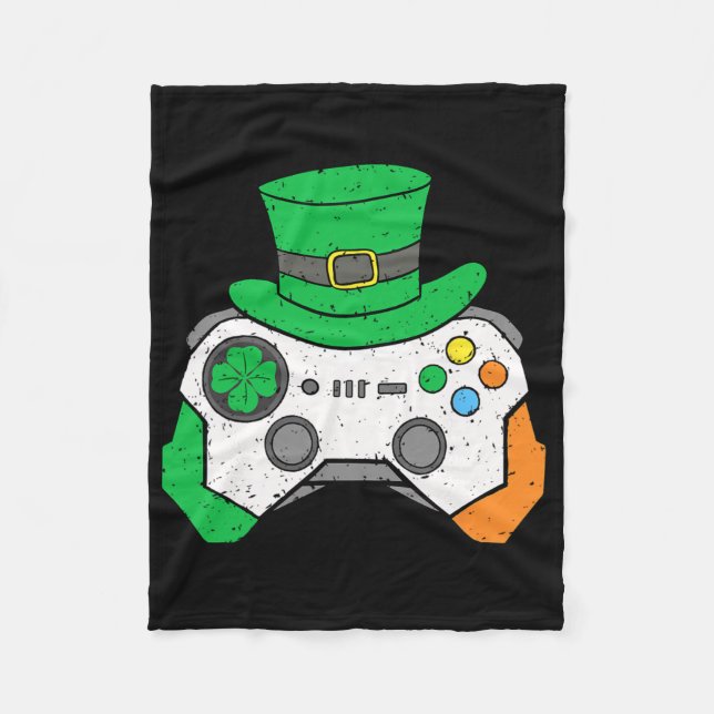 Boys St Patricks Day Video Game Controller Mens Ir Fleecefilt (Framsidan)