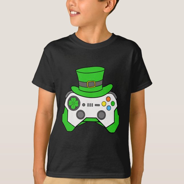 Boys St Patricks Day Video Game Controller Mens Ir T Shirt (Framsida)