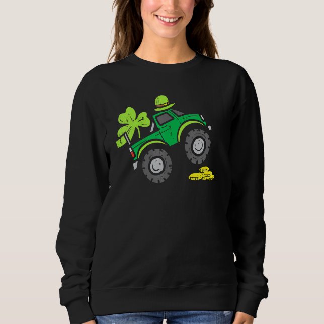 Boys St Pattys Day Lastbil Fordon Front Loader och T Shirt (Framsida)