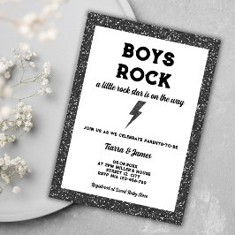 Boys Sten Black Rock and roll Boy Baby Shower Inbjudningar