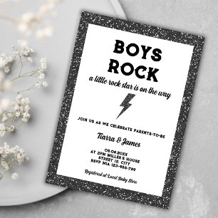 Boys Sten Black Rock and roll Boy Baby Shower Inbjudningar