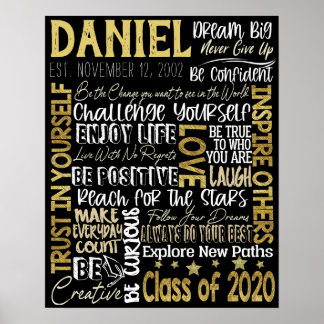Boys Studenten Gift, klass 2020 Poster
